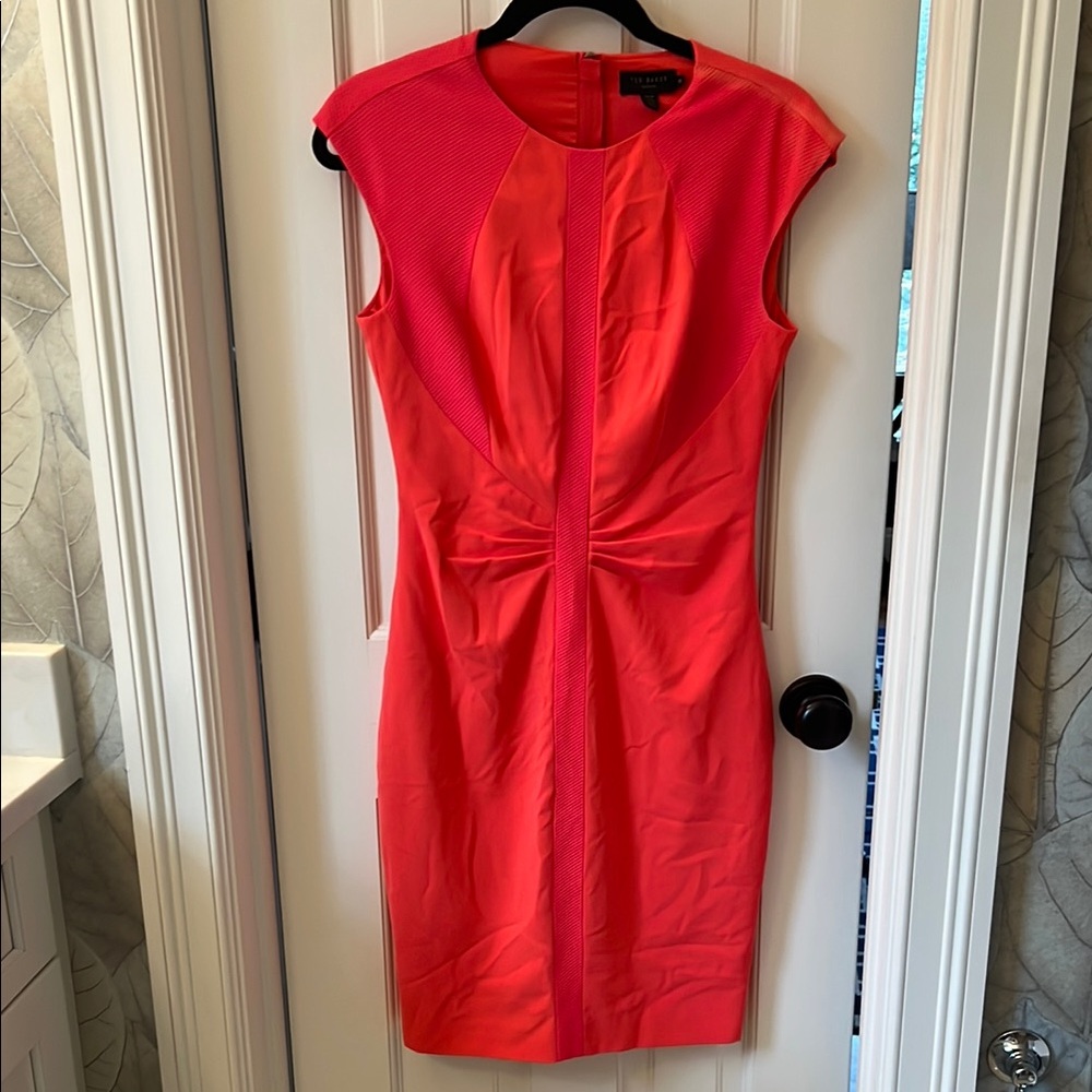 Red Knee-Length Ruched Sheath Dress for Cocktail